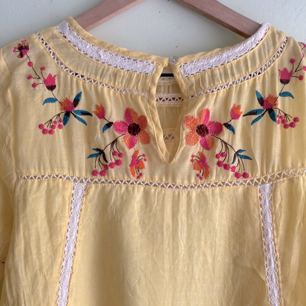 Umgee Floral Embroidered Boho Loose Fit Ruffle Sleeve Mini Dress - Picture 9 of 11